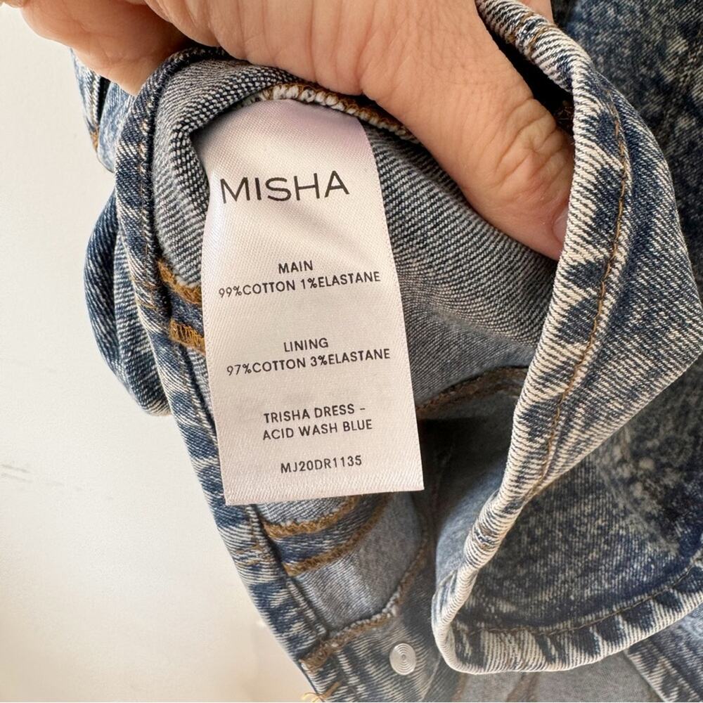 Misha Trisha Acid Wash Blue Denim Off The Shoulder Ruffle Mini Dress 10 - Picture 13 of 13